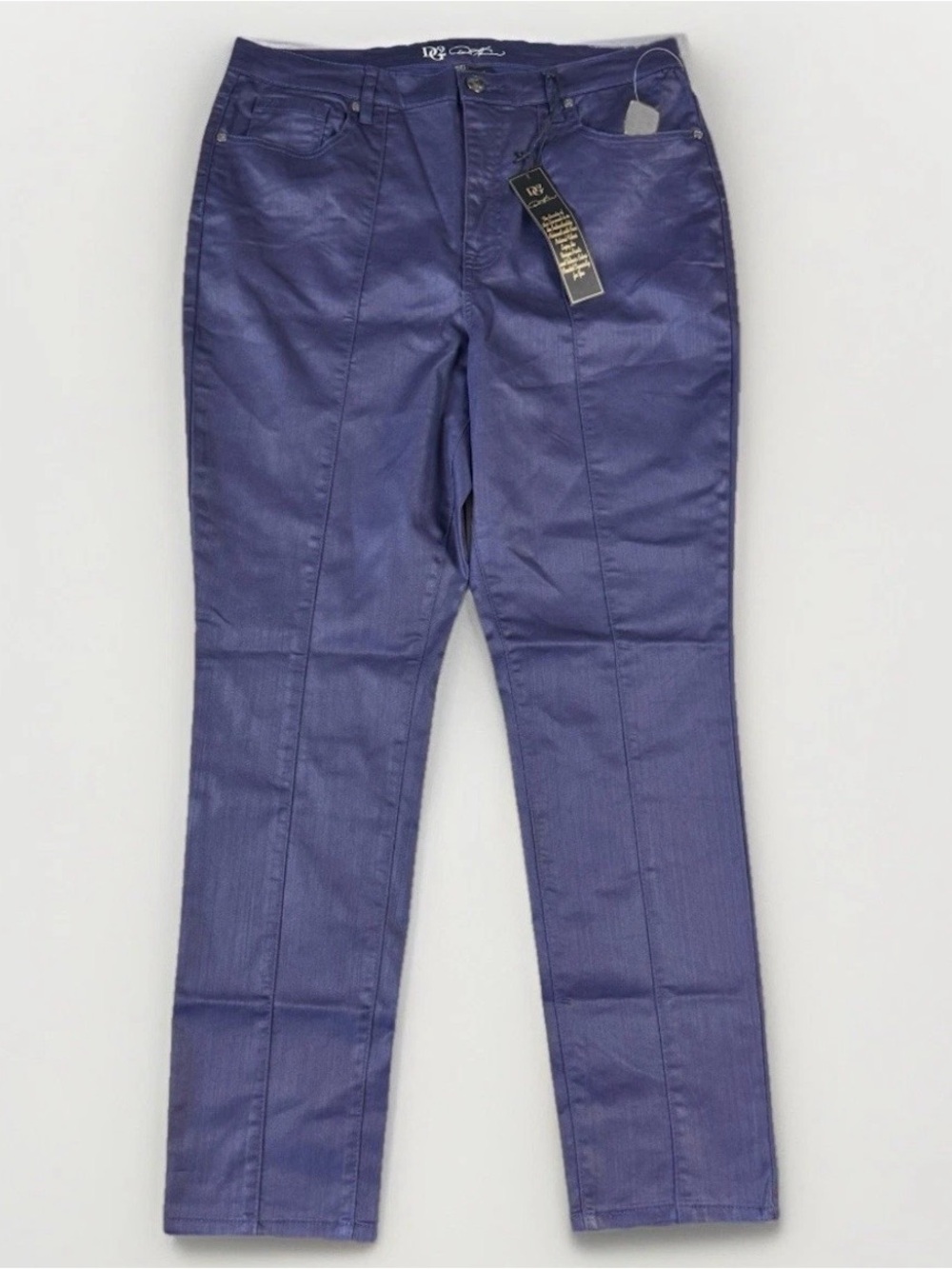 DG2 Diane Gilman Shiny Vegan Leather Pants‎ Womens 16WT Tall Bluish Purple NWT